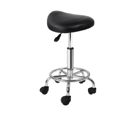 Saddle Salon Stool Black/Silver