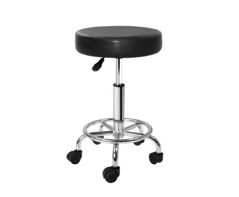 Round Salon Stool Black/Chrome