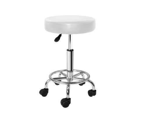 Round Salon Stool White